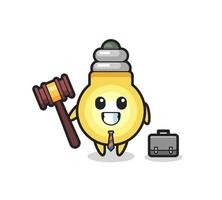 Illustration of light bulb mascot as a lawyer vector