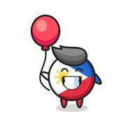 philippines flag badge mascot illustration is playing balloon vector