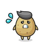 potato mascot character with afraid gesture vector