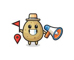 Character cartoon of potato as a tour guide vector