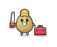 Illustration of potato character as a woodworker vector