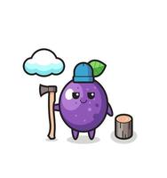 Character cartoon of passion fruit as a woodcutter vector