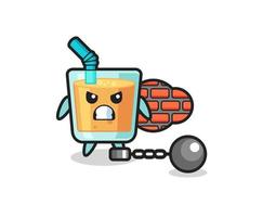 Character mascot of orange juice as a prisoner vector