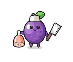 Illustration of passion fruit character as a butcher vector