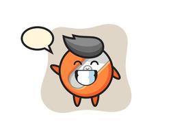 pencil sharpener cartoon character doing wave hand gesture vector