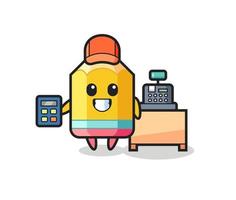 Illustration of pencil character as a cashier vector