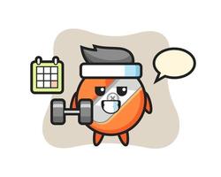 pencil sharpener mascot cartoon doing fitness with dumbbell vector