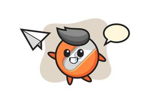 pencil sharpener cartoon character throwing paper airplane vector