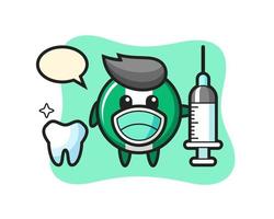 Mascot character of nigeria flag badge as a dentist vector