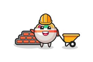 Cartoon character of noodle bowl as a builder vector