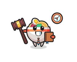 Mascot cartoon of noodle bowl as a judge vector