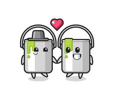 paint tin cartoon character couple with fall in love gesture vector