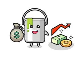 dibujos animados de ilustración de lata de pintura con saco de dinero vector