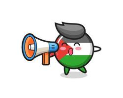 palestine flag badge character illustration holding a megaphone vector