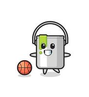 Illustration of paint tin cartoon is playing basketball vector