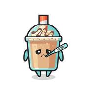 milkshake mascot character with fever condition vector