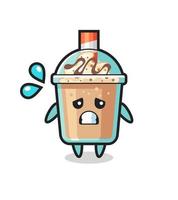 milkshake mascot character with afraid gesture vector