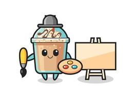 Illustration of milkshake mascot as a painter vector