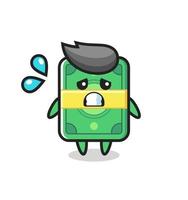 money mascot character with afraid gesture vector