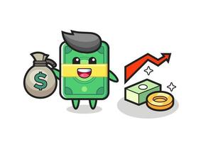 money illustration cartoon holding money sack vector