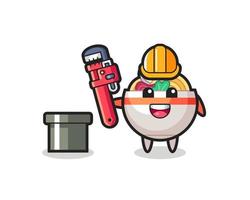 Character Illustration of noodle bowl as a plumber vector