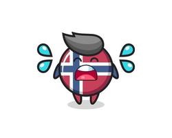 norway flag badge cartoon illustration with crying gesture vector