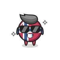 Cartoon mascot of norway flag badge with cool gesture vector