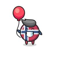 norway flag badge mascot illustration is playing balloon vector
