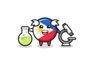 Personaje de mascota de la insignia de la bandera de Filipinas como científico vector