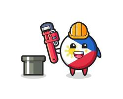 Character Illustration of philippines flag badge as a plumber vector