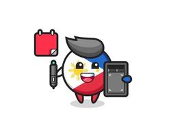 Illustration of philippines flag badge mascot as a graphic designer vector