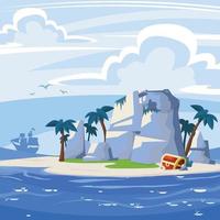 Island with Treasure and Skull Background vector