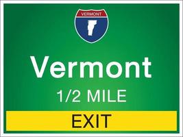 Highway signs before the exit To Vermont Of United States