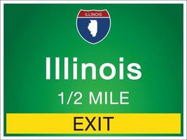 Highway signs before the exit To Illinois state information and maps