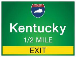 Highway signs before the exit To Kentucky state information and maps vector