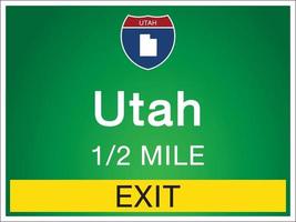 Highway signs before the exit To Utah Of United States vector