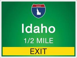 Highway signs before the exit To Idaho state information and maps vector