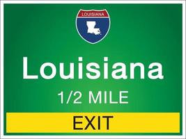 Highway signs before the exit To Louisiana state information and maps vector