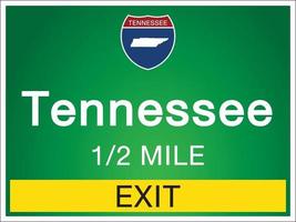 Highway signs before the exit To Tennessee Of United States vector