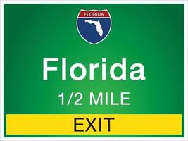 Highway signs before the exit To Florida state information and maps vector