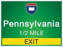 Highway signs before the exit To Pennsylvania Of United States vector