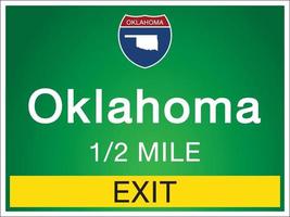 Highway signs before the exit To Oklahoma Of United States vector