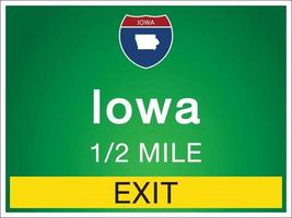 Signage on the highway in Iowa state information and maps vector