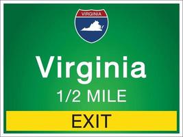 Signage on the highway in Virginia Of United States vector