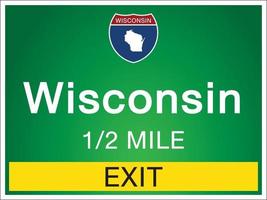 Señalización en la autopista en Wisconsin, Estados Unidos vector