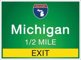 Signage on the highway in Michigan state information and maps vector