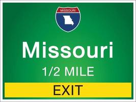 Signage on the highway in Missouri state information and maps vector