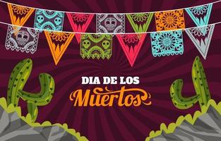 Dia De Los Muertos with Papel Picado Background vector