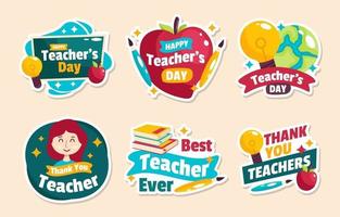 Happy Teacher Day Sticker Set vector