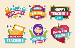 Happy Teachers Day Sticker Set vector